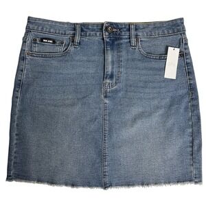 DKNY Women's Jeans Denim Skirt Size 10 Frayed Midi 17 inch Mid Rise Laguna D17